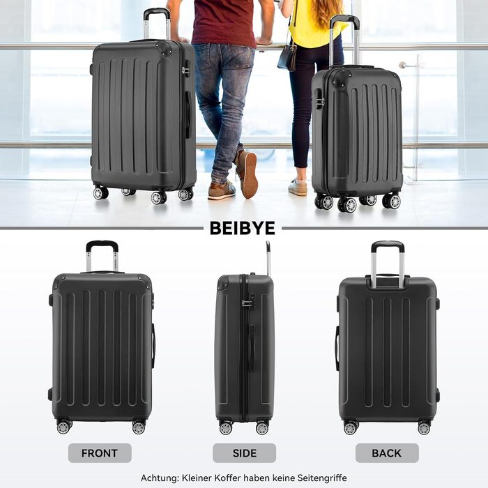 Чохол-валіза Beibye з кодовим замком, 4 колеса, чорний, 55 см