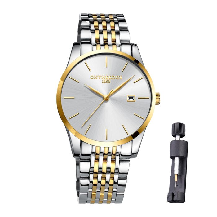 Чоловічий годинник на зап'ясті з нержавіючої сталі, водонепроникний, класичний, з великим циферблатом, мінімалістичний, аналоговий кварцовий годинник для чоловіків, блакитний (Ss-jb)