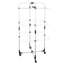 Сушарка для білизни Grafner Turm з колесами, 30 метрів мотузки, 3 яруси, 6 крил, розкладна та компактна