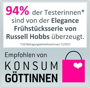 Електричний чайник Russell Hobbs Elegance з нержавіючої сталі та скла, 23380-56, 6 режимів підсмажування, підігрів, розморожування