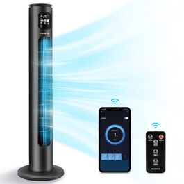 Вентилятор вежний Aigostar Smart 97 см з пультом, WiFi, Alexa, LED дисплеєм, 3 режими, 24 год таймер, 70° осциляція