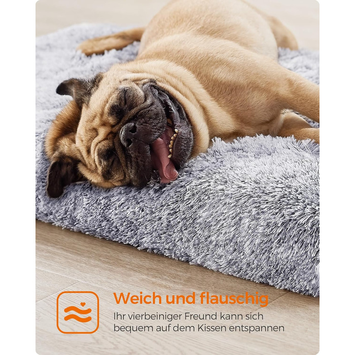 Feandrea Dog Bed, Orthopedic Dog Cushion, Padded with Visco-Elastic Foam, Removable and Washable Cover, Size M, for Small and Medium Dogs, 80 x 50 x 8 cm, PGW211G02 (L 80 x W 50 x H 8 cm, Ombré Gray)