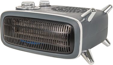 Тепловий вентилятор Russell Hobbs Retro RHRETHFH1001G, 1800 Вт, з термостатом та 2 режимами нагріву, сірий (до 20 м²)