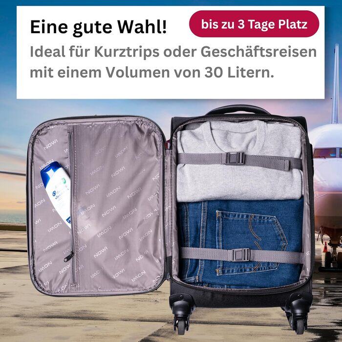 Чемодан NOWI Korfu Weichschaen Troey – середній м'який, з 4 колесами та відділенням для аксесуарів | Компактний дорожній чемодан для жінок та чоловіків (M, Червоний)