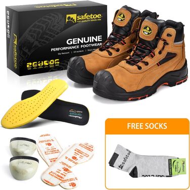 Черевики робочі S3Work M-8518 для чоловіків та жінок, захисні, антистатичні, водонепроникні, з натуральної шкіри, широка колодка, коричневі