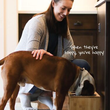 Підставка для корму для собак Pawfect Pets з бамбука, 17.8 см, 4 миски з нержавіючої сталі, для середніх собак