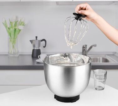 Kalorik TKG M 3014 Design Kitchen Machine with 5 Liter Stainless Steel Bowl, Die-Cast Stirring and Dough Hooks, 6 Speed Settings, Stainless Steel Whisk, Powerful 1000 Watts, Red