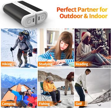 Електричні грілки для рук 2 шт. - багаторазові, USB, з 3 режимами нагріву, для дітей та жінок (чорний+білий)