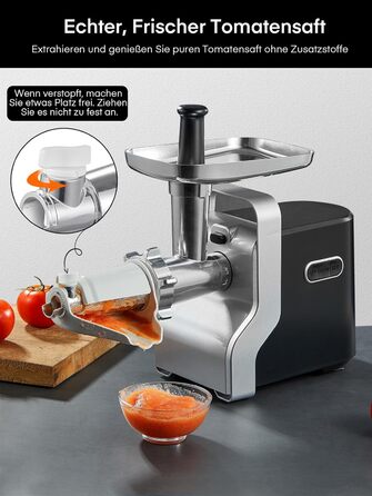 Electric Meat Grinder 5-in-1 - 700W Power, 2800W Max Blocking Capacity, Stainless Steel Grinding Plates (3, 5, 7mm), Sausage Maker, Kubbe Attachment, Black