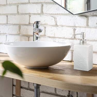 Relaxdays Soap Dispenser, Stone-Look, Square