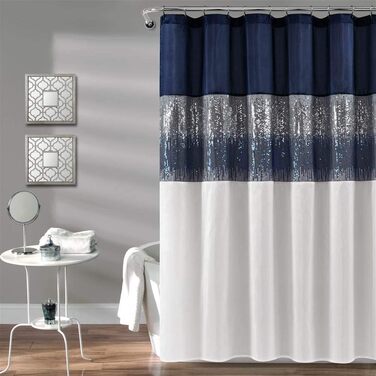 Штора для душу Lush Decor Night Sky, 183x183 см, сірий та білий колір