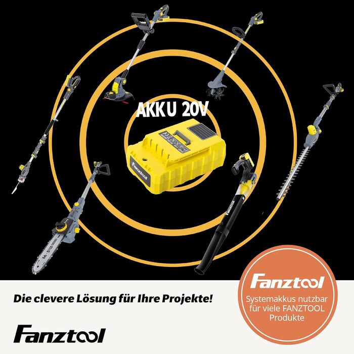 Акумуляторний повітродув FANZTOOL 20V 4.0Ah з регульованою ручкою, 2 швидкості, знімна труба, до 250 км/год, 10 м³/хв, для тераси і догляду за садом