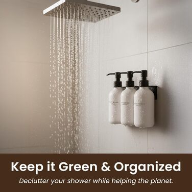 Шампунь MaisoNovo: Набір з 3 флаконів (500 мл) для душу та миття рук, настінний диспенсер, чорний насос, прозорий/чорний X 3