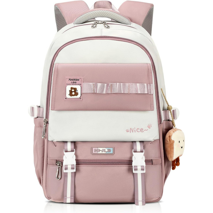 Шкільний рюкзак для дівчинки-підлітка, великий, для 5-12 класу, стильний, з нейлону, для гімназії, реальної школи та університету, зелений (фіолетовий)