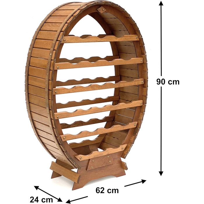 DanDiBo Wine Rack Wooden Standing Wine Barrel 24 Bottles Brown Bottle Rack Bottle Holder Barrel