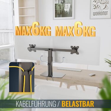 Підставка для монітора RICOO TS4111 для 2 моніторів, газ-амортизатор, 13-27 дюймів