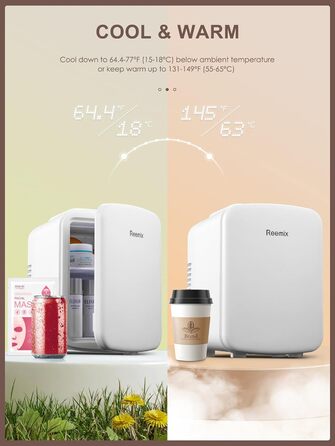 Reemix 4L Mini Fridge - Portable Cooler & Warmer for Beauty, Drinks & Snacks