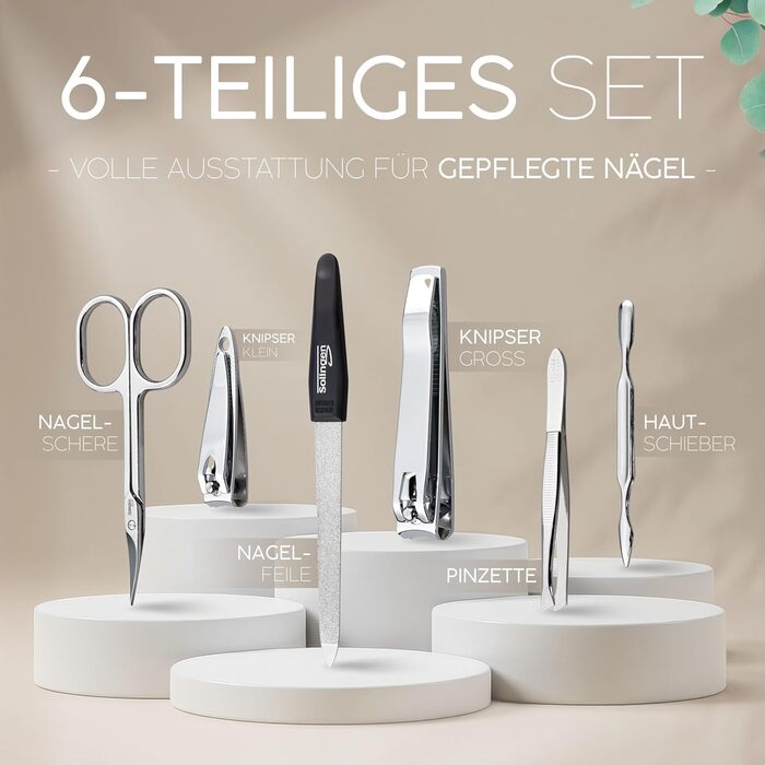 Набір для манікюру Solingen marQus: 6 предметів з нержавіючої сталі в м'якому кейсі з джинсової тканини