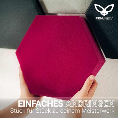 Акустичні панелі-поглиначі шуму гексагональні, 3D панелі для стін Green Shades / Magnolia Shades, набір 8 шт, виробництво ЄС