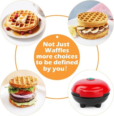 Міні вафельниця для приготування бельгійських вафель, діаметр 10 см, 220V, 350W, червона