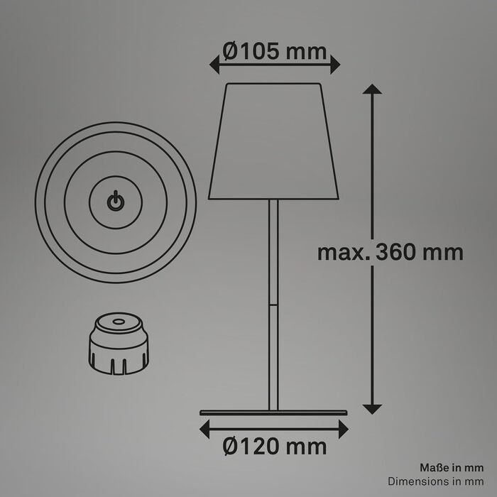 LED настільна лампа BRILONER бездротова з торшером, диммуванням, регулюванням висоти, 36x10,5 см, RGB + тепле світло