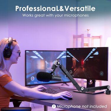 Шарнірний мікрофонний кріплення YOUSHARES для Shure SM7B з поп-фільтром, кабель-органайзером - мікрофонний стійка для студії XLR, USB, настільний