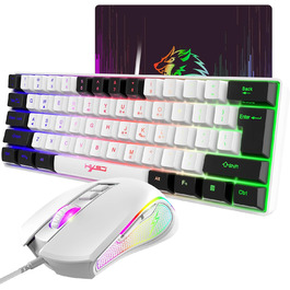 XINMENG Комплект ігрової клавіатури та миші з RGB-підсвічуванням, миспад, 3600 DPI, серія Panda, для PS4/Windows/PC/Mac/Laptop (Білий)