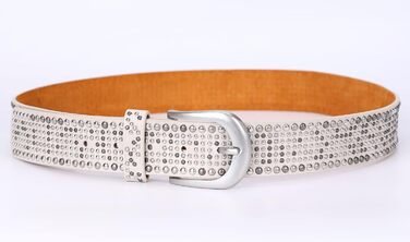 Жіночий широкий ремінь Irisaa з заклепками в вінтажному стилі, джинсовий ремінь (105 см, Бежевий)