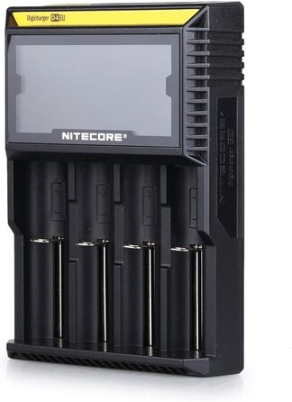 NiteCore D4 EU: Інтелектуальний зарядний пристрій для акумуляторів з LCD-дисплеєм (18650, 18350, 26650, AAA, AA, CR123A)