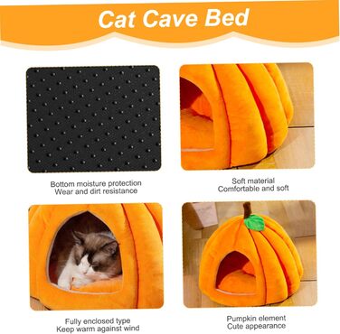 Кішка Будинок-Печера на Хелловін: Форма Гарбуза, Тепла та Зручна Печера для Кота