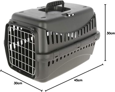 Транспортний бокс для тварин Kerbl Expedion Eco з металевими дверцятами, 58x38x38 см, чорний