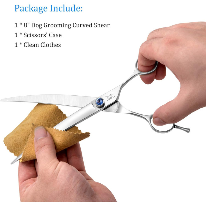 Професійна вигнута ножиця для грумінгу собак від JASON, 8 дюймів, з японської сталі 440C, для собак та котів