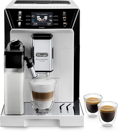 De'Longhi PrimaDonna Class ECAM 550.65.W Fully Automatic Coffee Machine with LatteCrema Milk System, Cappuccino and Espresso at the Touch of a Button, 3.5-inch TFT Color Display and App Control, White