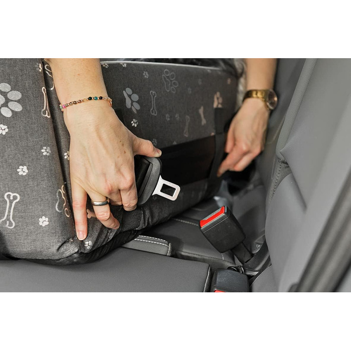 Автокрісло для собак Boutique Zoo | М'яке автокрісло для собак, котів та інших домашніх тварин | На заднє сидіння, пасажирське сидіння | Лежанка для собак, переноска для собак | Поліестер, штучна замша | Колір: Сірий | Розмір: M (47x40 см)