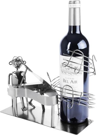 BRUBAKER Wine Bottle Holder Pianist at the Piano - Metal Bottle Stand of a Piano Player with Greeting Card for Wine Gift