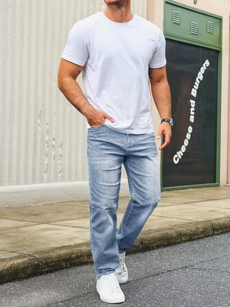 Чоловічі джинси Runcati Regular Fit: світло-блакитні стрейч денім, базові повсякденні штани (S)