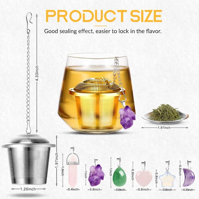 T-Ei for loose tea, 6 sets, loose leaves, tea strainer, tea infuser, stainless steel tea ball for loose tea holder, tea mesh strainer, tea filter with drip trays and pendants
