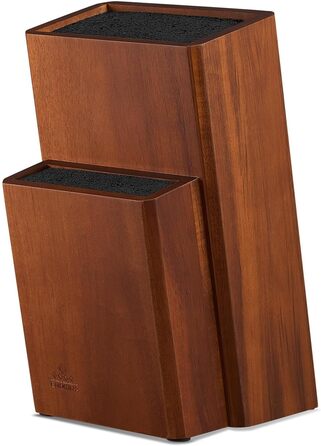 ENOKING Knife Block without Knives, Acacia Wood Knife Block, Knife Holder with Removable Plastic Bristles, Universal Wooden Knife Block for the Kitchen Counter