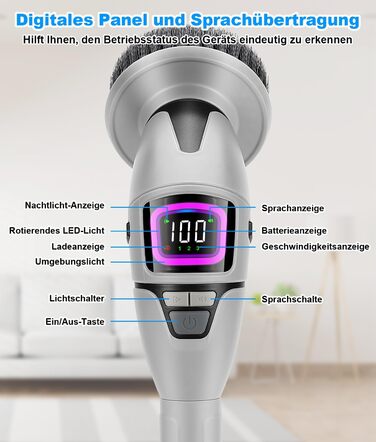 WADEO Electric Cleaning Brush, 17-in-1 Electric Cleaning Brush with Interchangeable Brush Heads and Adjustable Handle, Electric Scrub Brush for Bathroom, Kitchen, Car, Tiles, Floor (Gray)