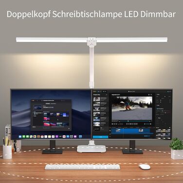 LED лампа для столу Doppelkopf з регулюванням яскравості, 24W, 80 см, денне світло, захист очей, 5 температур кольору, 5 рівнів яскравості, для роботи, дому, офісу, навчання, читання