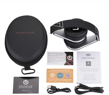 Бездротові навушники PowerLocus Over-Ear з Bluetooth та мікрофоном, складні, з м'якими амбушюрами, Hi-Fi стерео звук, бас, для дітей/дорослих/ТВ/ПК/офісу (срібні)