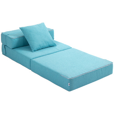 HOMCOM Folding Sleeper Chair 2-in-1 Folding Chair with Bed Function Recliner Chair with Pillow Guest Bed with a Load Capacity of up to 100 kg Blue