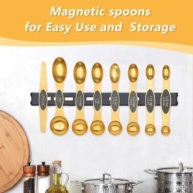 Stainless Steel Measuring Cups and Spoons Set, 15 Piece, 7 Magnetic Measuring Spoons, 7 Stainless Steel Measuring Cups, 1 Level, For Dry and Liquid Ingredients, For Baking and Cooking