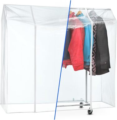 Tatkraft BIG Garment Rack Cover, Clothes Rack Cover, Plastic, Transparent, 2 Zippers, Extra Wide, cm (L130)