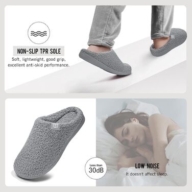 Жіночі халапи WateLves з меморі-піною, теплі, з штучного хутра, неслизькі, для дому та вулиці, сірі, 38/39 EU