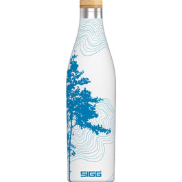 SIGG - Insulated Drinking Bottle - Meridian - Leak-proof - Extra slim - BPA-free - Plastic-free - Double-walled 18/8 Stainless Steel - Bamboo Screw Cap - 0.5L / 0.7L (Sumatra Tree, Sumatra 0.5 L)