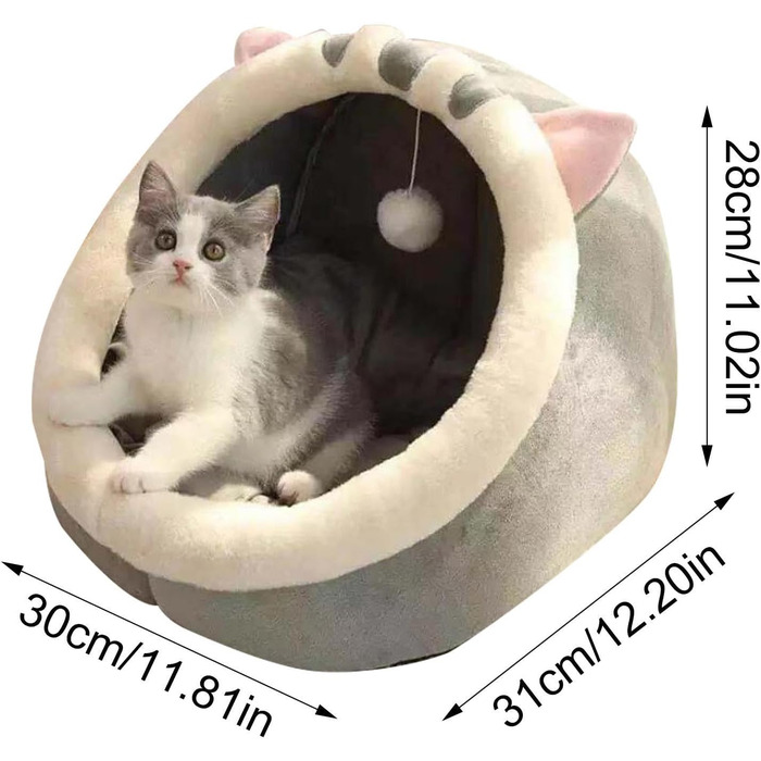 Кіт Хаус Індор - М'яке ліжко-печера для котів, тепле гніздечко, затишний дім для кота