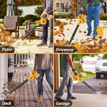 Powarobor Cordless Blower/Leaf Blower for Dewalt 18V Batteries, Compact Air Blower for Lawn Care, Leaf Blowing, Terrace and Garage Cleaning (device only, without battery and charger)