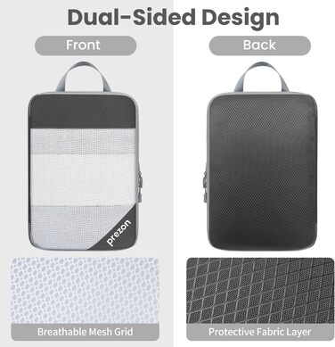 Набір компресійних органайзерів для валізи (6 шт), прозорі, сірі - економія місця, міцний матеріал