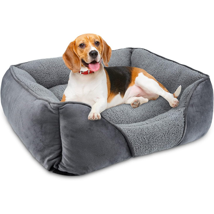 FURTIME Dog Bed for Medium and Large Dogs, Washable Fluffy Dog Basket, Non-Slip Dog Cushion, Anti-Anxiety, 76x61x23cm (S(51x48x15cm))
